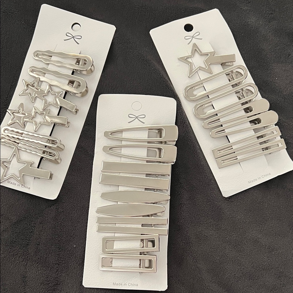 Brand New Silver Hair Clip Set